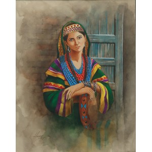 S. A. Noory,Kelash Women , 11 x 13 Inch, Watercolor on Paper, AC-SAN-029